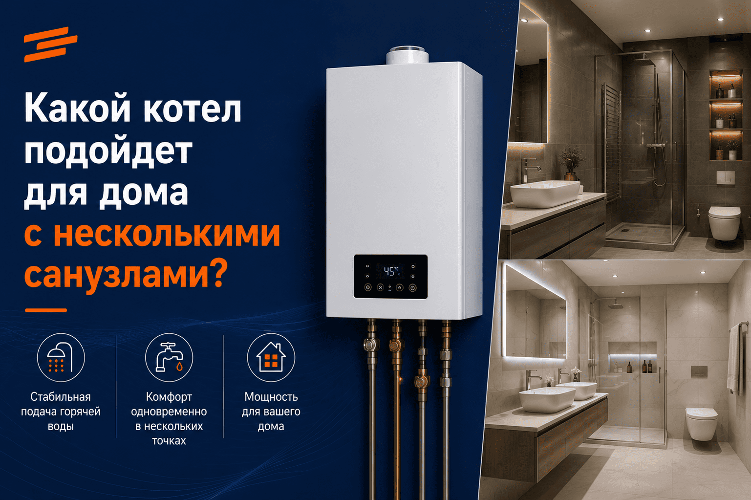 Какой котел подойдет для дома с несколькими санузлами?